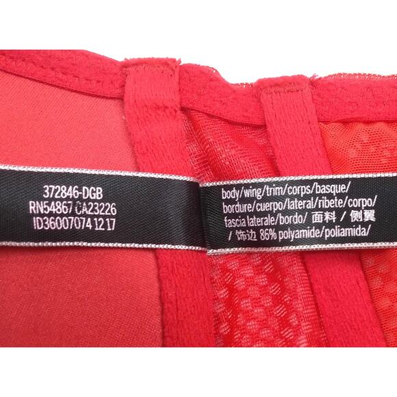 Victorias Secret Bra Very Sexy Red Push Up Front Closure Fishnet Lace Size 34DD - Picture 11 of 13